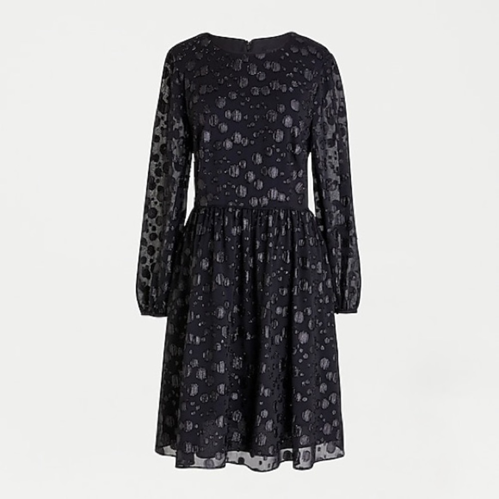 J Crew metallic dot jacquard black dress